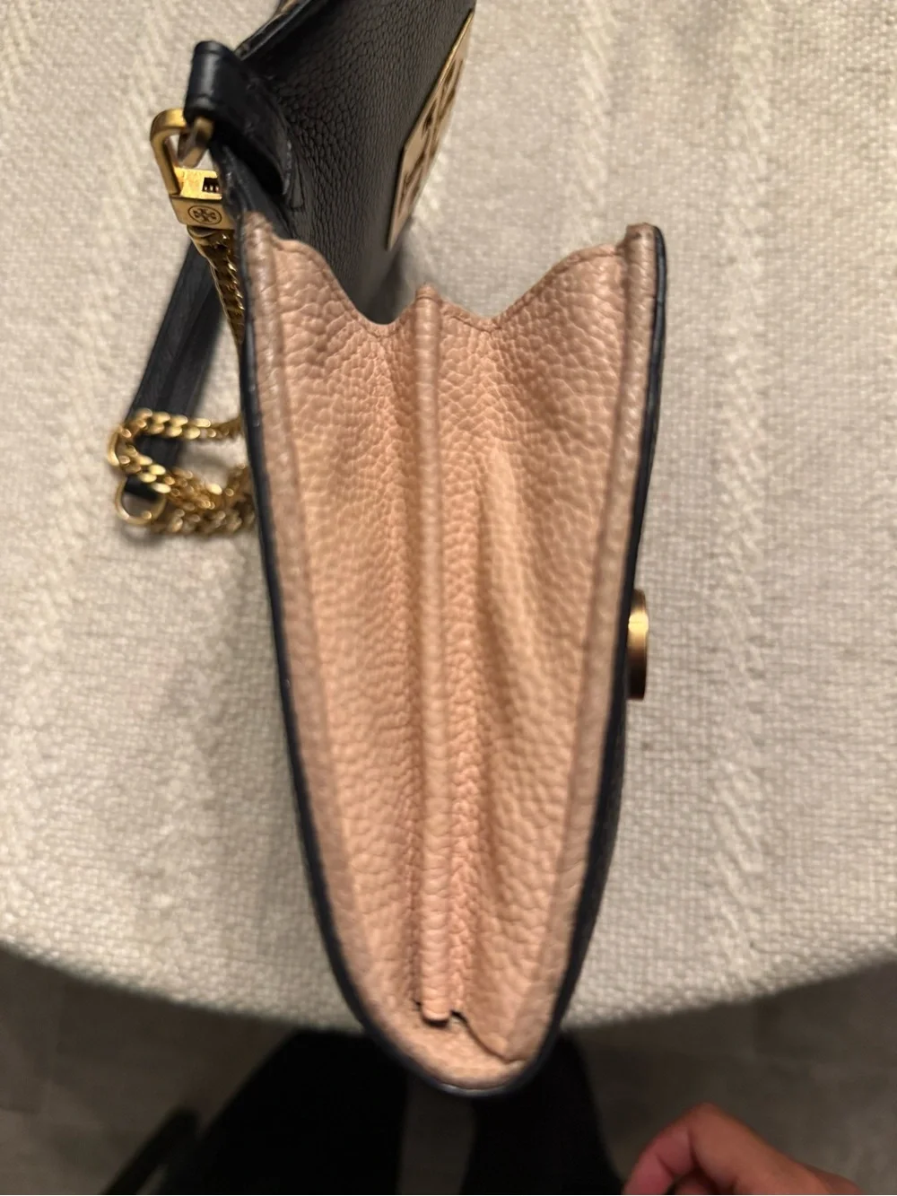 Tory Burch Snake-Print Crossbody with Black Trim and Gold Hardware